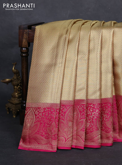 Gold & Pink Pure Kanchipuram Tissue Silk Saree