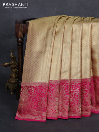 Gold & Pink Pure Kanchipuram Tissue Silk Saree