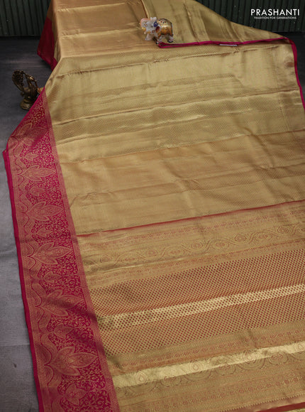 Gold & Pink Pure Kanchipuram Tissue Silk Saree