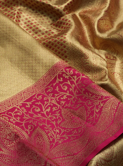 Gold & Pink Pure Kanchipuram Tissue Silk Saree