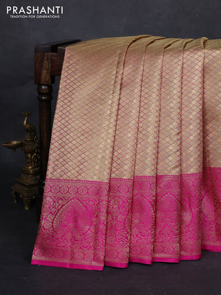 Gold & Pink Pure Kanchipuram Tissue Silk Saree