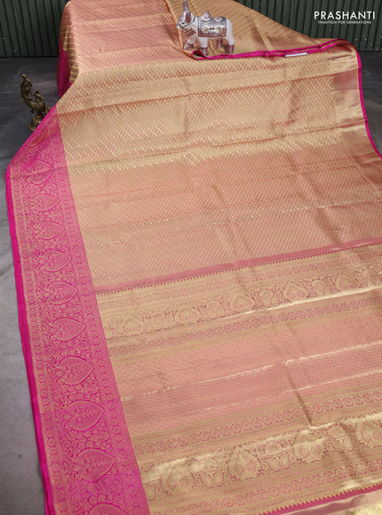 Gold & Pink Pure Kanchipuram Tissue Silk Saree