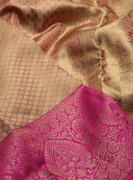 Gold & Pink Pure Kanchipuram Tissue Silk Saree