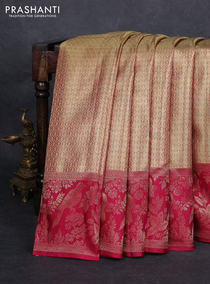 Gold & Wine Pure Kanchipuram Tissue Silk Saree