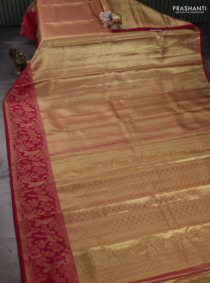 Gold & Wine Pure Kanchipuram Tissue Silk Saree