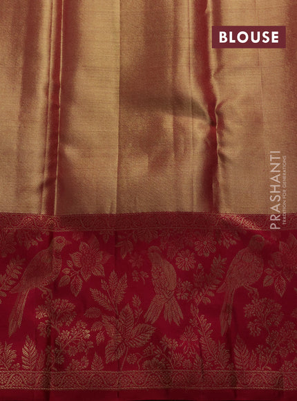 Gold & Wine Pure Kanchipuram Tissue Silk Saree