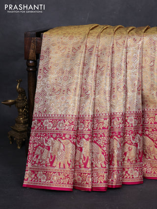 Gold & Pink Pure Kanchipuram Tissue Silk Saree