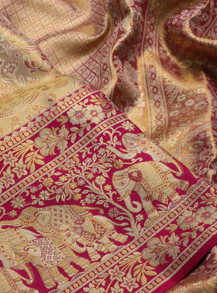 Gold & Pink Pure Kanchipuram Tissue Silk Saree