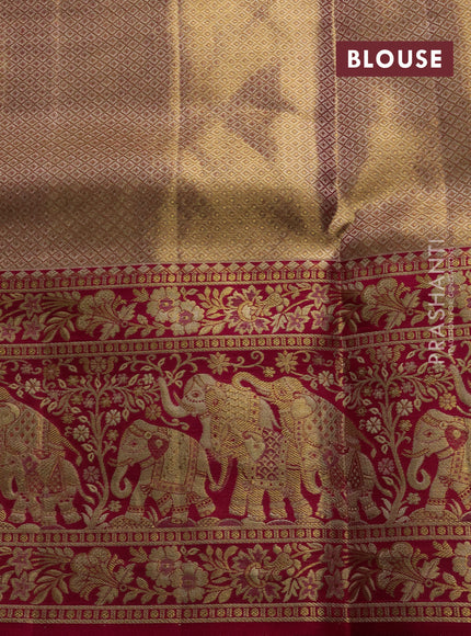 Gold & Pink Pure Kanchipuram Tissue Silk Saree