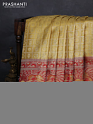 Gold & Red Pure Kanchipuram Tissue Silk Saree