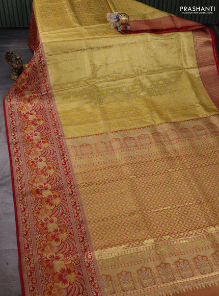 Gold & Red Pure Kanchipuram Tissue Silk Saree