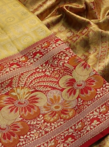Gold & Red Pure Kanchipuram Tissue Silk Saree