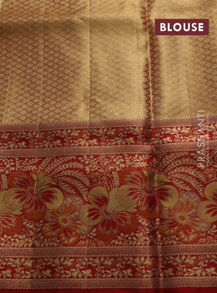Gold & Red Pure Kanchipuram Tissue Silk Saree