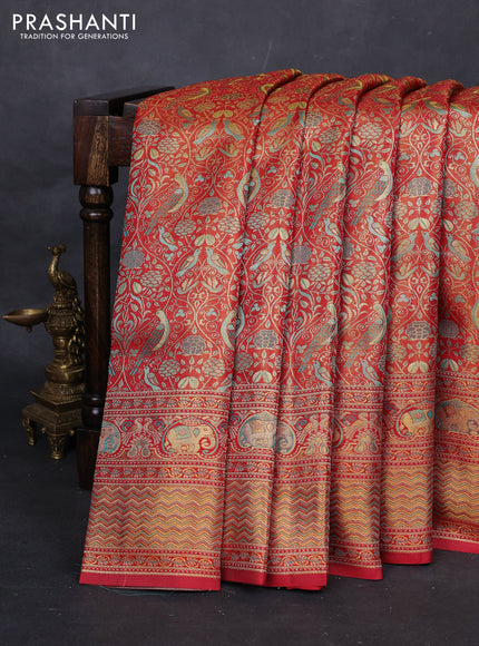 Red Pure Kanchipuram Tissue Silk Saree