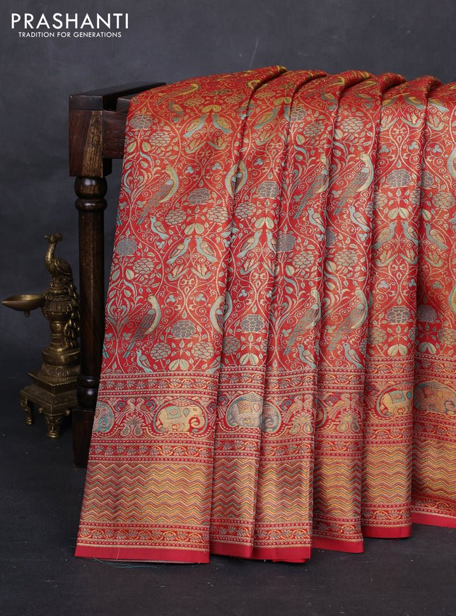 Red Pure Kanchipuram Tissue Silk Saree