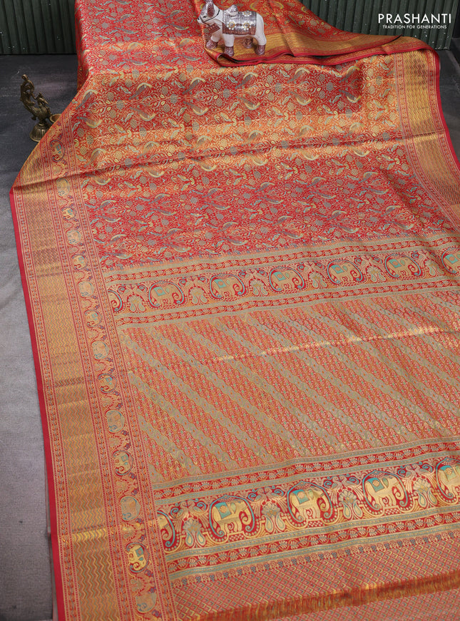 Red Pure Kanchipuram Tissue Silk Saree