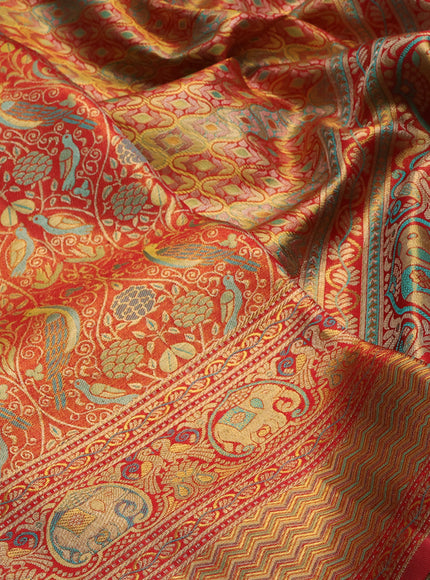 Red Pure Kanchipuram Tissue Silk Saree