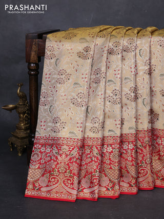 Gold & Red Pure Kanchipuram Tissue Silk Saree