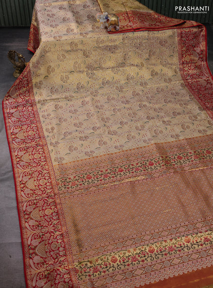 Gold & Red Pure Kanchipuram Tissue Silk Saree