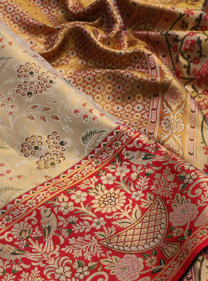 Gold & Red Pure Kanchipuram Tissue Silk Saree