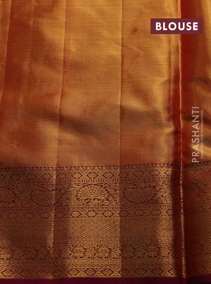 Gold & Wine Pure Kanchipuram Tissue Silk Saree