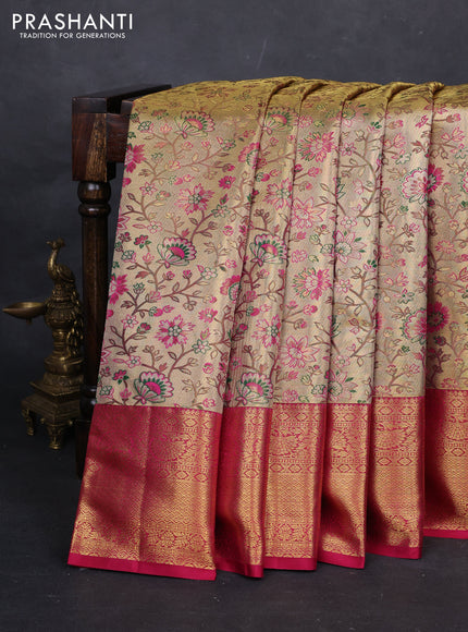 Gold & Pink Pure Kanchipuram Tissue Silk Saree