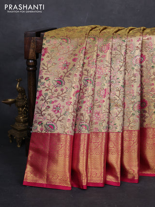 Gold & Pink Pure Kanchipuram Tissue Silk Saree