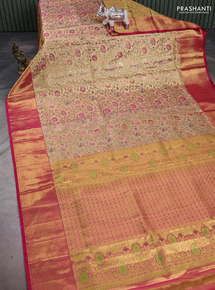 Gold & Pink Pure Kanchipuram Tissue Silk Saree