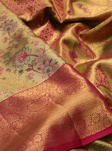 Gold & Pink Pure Kanchipuram Tissue Silk Saree