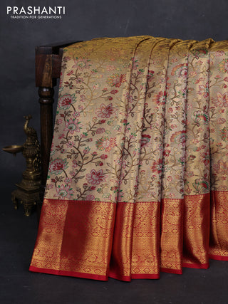 Gold & Red Pure Kanchipuram Tissue Silk Saree