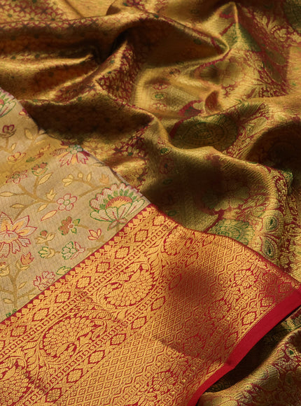 Gold & Red Pure Kanchipuram Tissue Silk Saree