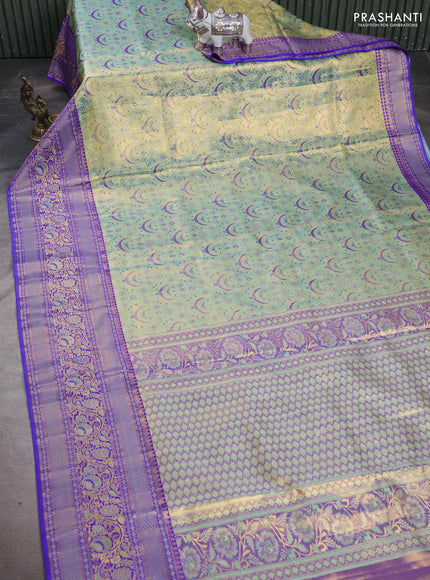 Green & Royal Blue Pure Kanchipuram Tissue Silk Saree