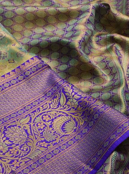 Green & Royal Blue Pure Kanchipuram Tissue Silk Saree