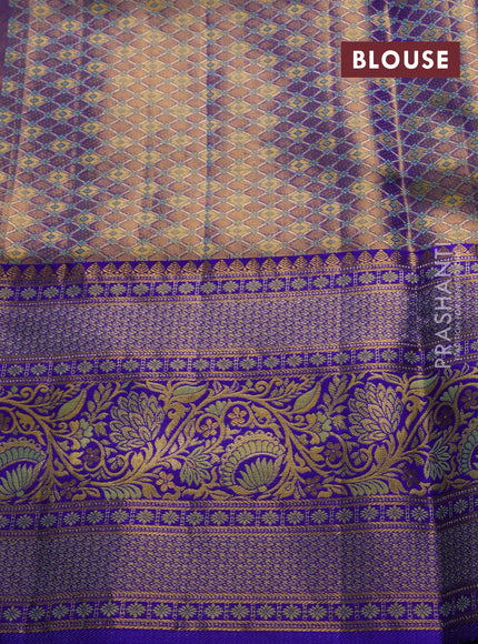 Green & Royal Blue Pure Kanchipuram Tissue Silk Saree