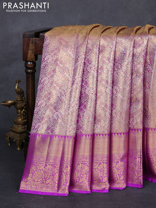 Gold & Purple Pure Kanchipuram Tissue Silk Saree