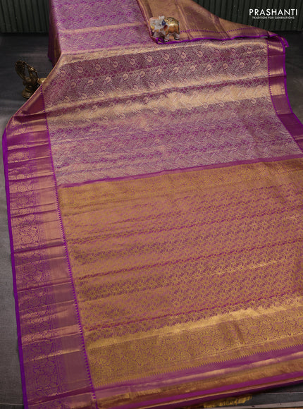 Gold & Purple Pure Kanchipuram Tissue Silk Saree