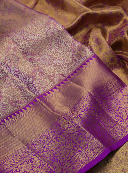 Gold & Purple Pure Kanchipuram Tissue Silk Saree