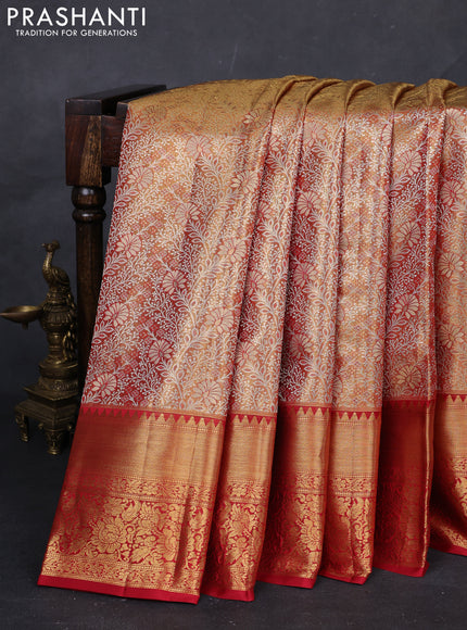 Gold & Maroon Pure Kanchipuram Tissue Silk Saree