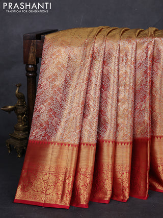 Gold & Maroon Pure Kanchipuram Tissue Silk Saree