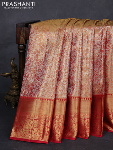 Gold & Maroon Pure Kanchipuram Tissue Silk Saree