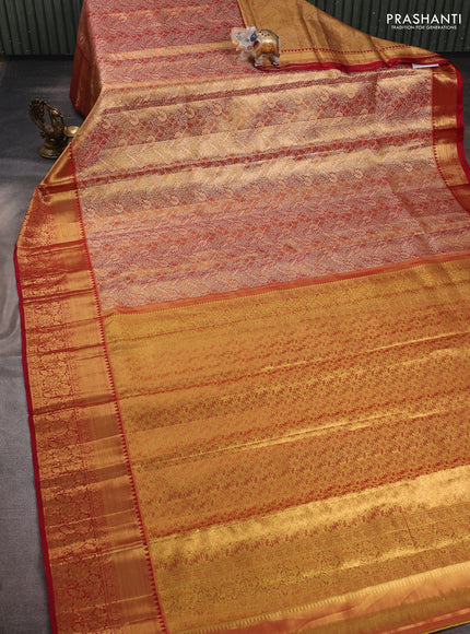 Gold & Maroon Pure Kanchipuram Tissue Silk Saree