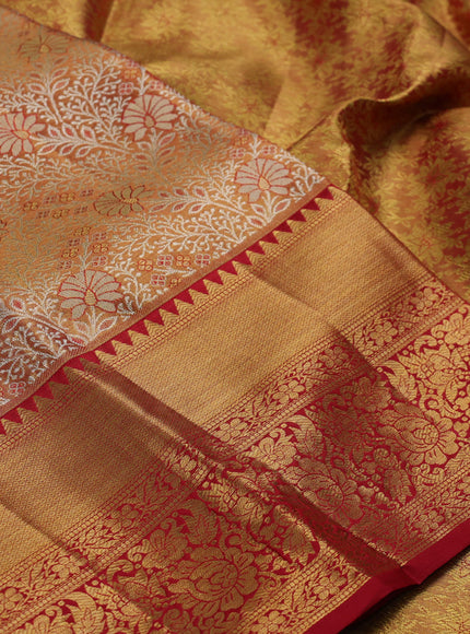 Gold & Maroon Pure Kanchipuram Tissue Silk Saree
