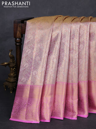 Baby Pink & Lotus Pink Pure Kanchipuram Tissue Silk Saree