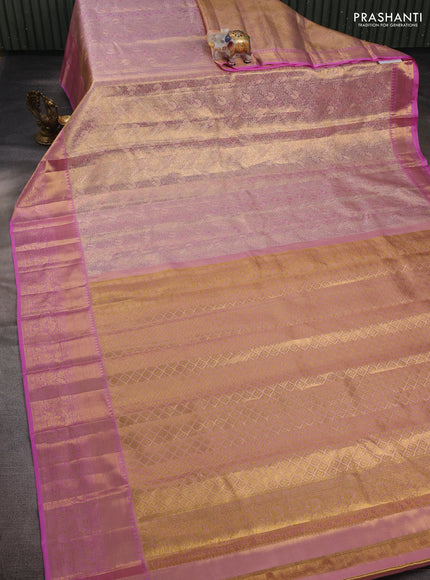 Baby Pink & Lotus Pink Pure Kanchipuram Tissue Silk Saree