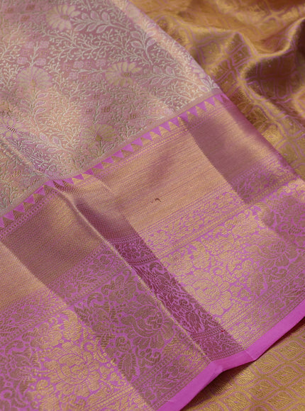 Baby Pink & Lotus Pink Pure Kanchipuram Tissue Silk Saree