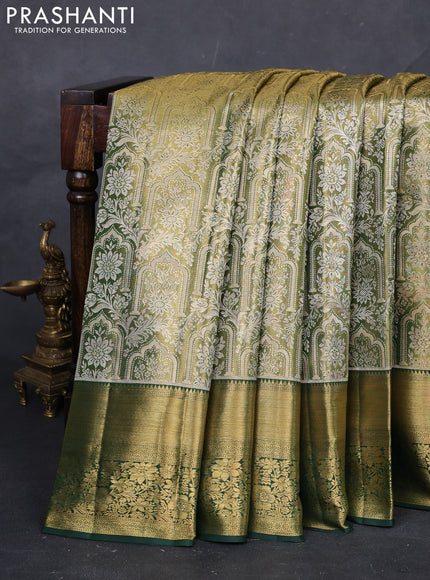 Green & Bottle Green Pure Kanchipuram Tissue Silk Saree