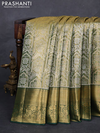 Green & Bottle Green Pure Kanchipuram Tissue Silk Saree