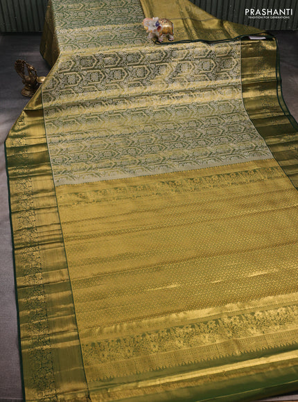 Green & Bottle Green Pure Kanchipuram Tissue Silk Saree