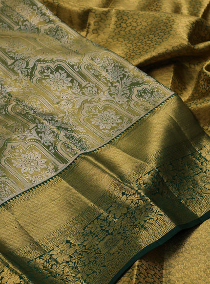 Green & Bottle Green Pure Kanchipuram Tissue Silk Saree