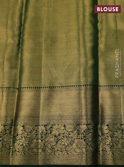 Green & Bottle Green Pure Kanchipuram Tissue Silk Saree